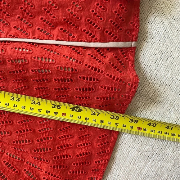 VINCE Camuto 100% Cotton Eyelet Orange Sleeveless Fit & Flare Mini Dress Size 10 - Picture 13 of 13